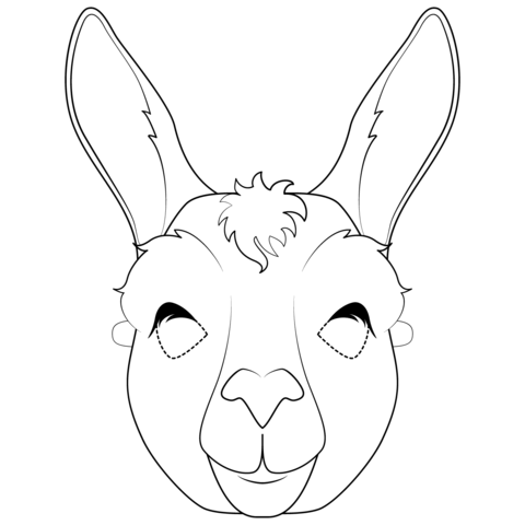 Llama Mask Coloring Page